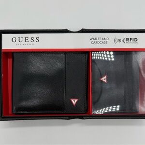 New GUESS Men’s Black Wallet & Card Case Set RFID Protection  31GU330009 MSRP$58